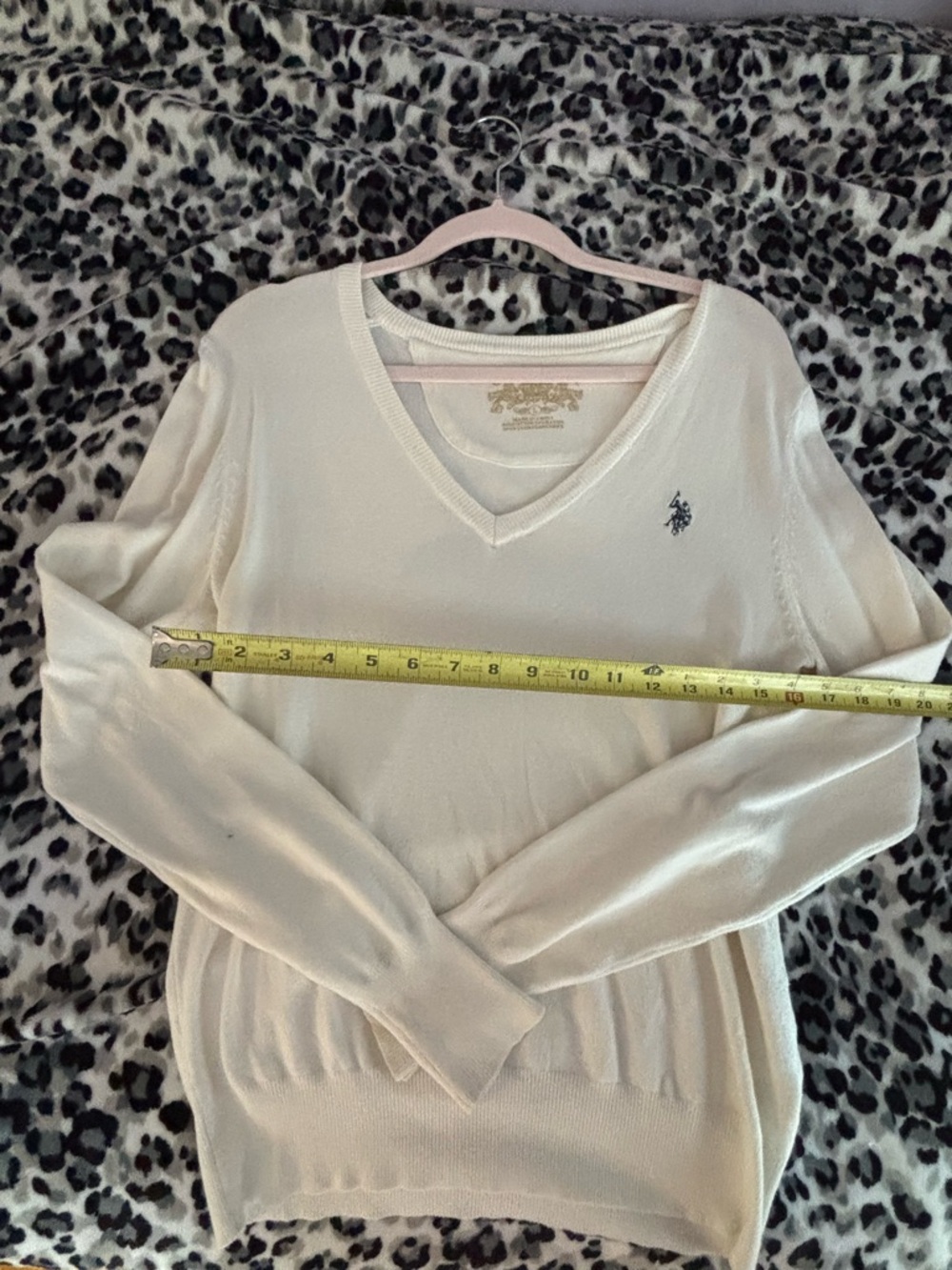 U.S. Polo Assn. Cream V-Neck Sweater with Logo